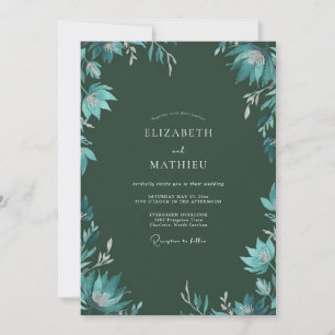 Deep Emerald Foliage Muted Eucalyptus Wedding Invitation