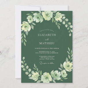 Deep Emerald Graceful Nature Wedding Invitation