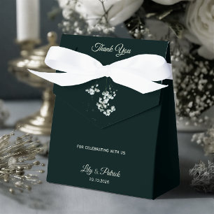 Deep Emerald Green baby's breath wedding  Favor Box