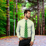 Deep Emerald&Ivory - diagonal stripes  Tie<br><div class="desc">Deep Emerald Green and Ivory—diagonal stripes You can personalize this necktie with monograms or a logo. Printed on both sides.
_________________
This colour is often associated with the sign of Virgo. You can consider this when choosing a gift.</div>