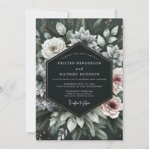 Deep Emerald Moody Floral Wedding Invitation
