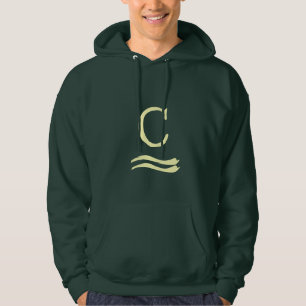 Deep Forest & Beige   Refined Serif Monogram  Hoodie