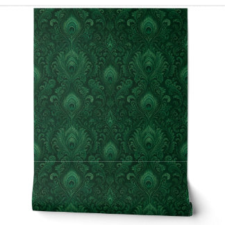 Deep Forest Emerald Peacock Garden — Dark Wallpaper