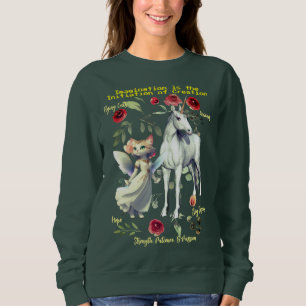 (Deep Forest) Fashionable Trendy Unicorn Cats Fun Sweatshirt