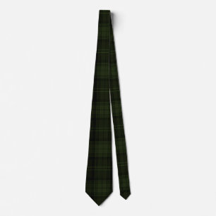 Deep Forest Green, Black, and Charcoal Tartan Tie
