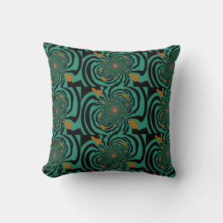 Deep Forest Green Fractal Design Throw Pillow