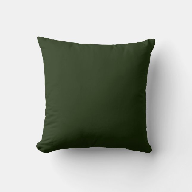 Deep forest green solid colour throw pillow (Front)