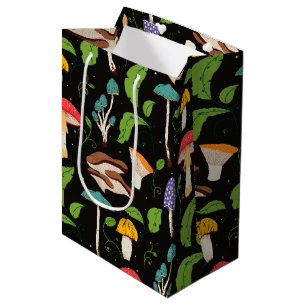 Deep Forest Magic: Colourful Mushrooms Pattern Medium Gift Bag