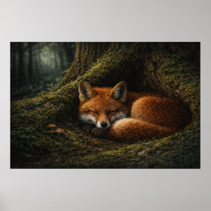 Deep Forest Slumber   Red Fox Art   Poster