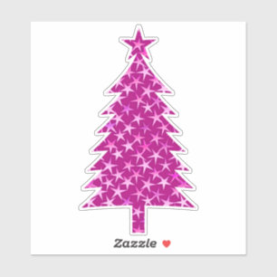 Deep Fuchsia Pink Christmas Tree with Stars 