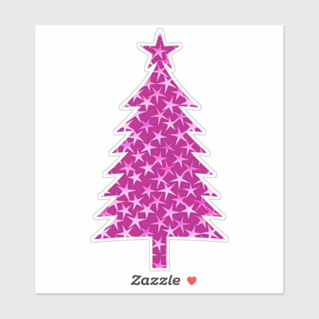 Deep Fuchsia Pink Christmas Tree with Stars  (Sheet)