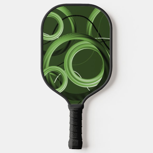 Deep Green Abstract Design Pickleball Paddle (Back)