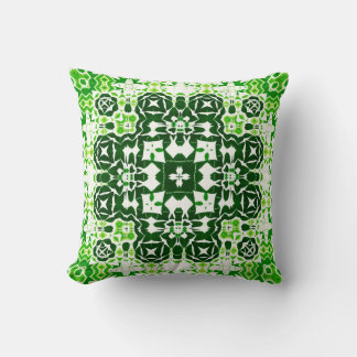 Deep Green Floral Echo Tile Geographic Pattern Throw Pillow