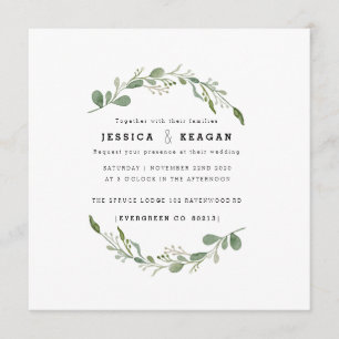 Deep Green Garden Wedding Invite