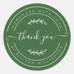 Deep Green Homemade Thank You Label
