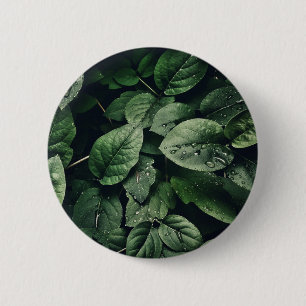 Deep Green Jungle Leaf Foliage 2 Inch Round Button