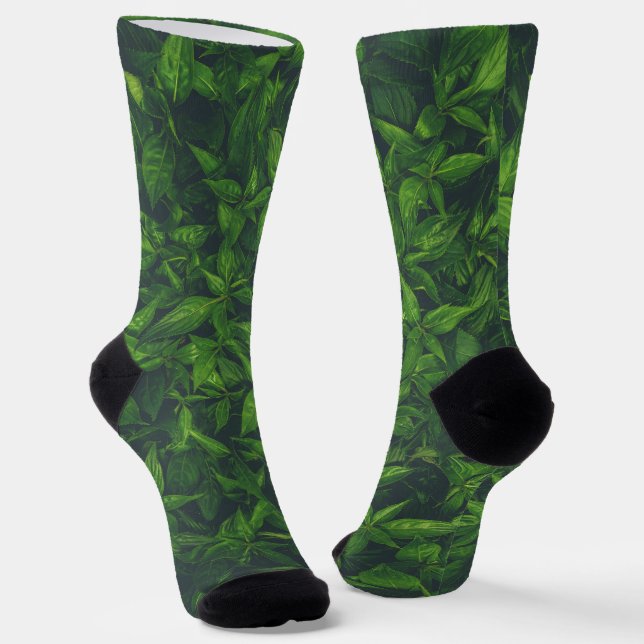 Deep Green Leaves  Socks (Angled)