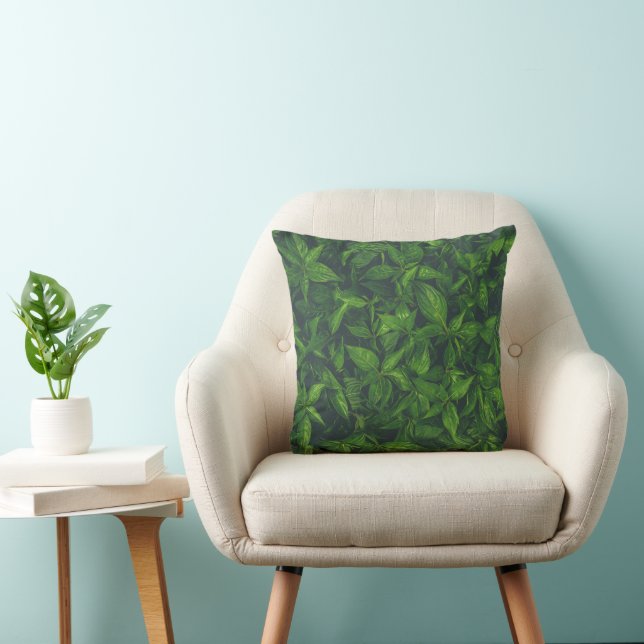 Deep Green Leaves  Throw Pillow (Chair)