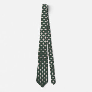 Deep Green Mid Century Modern Geometric Vintage Tie