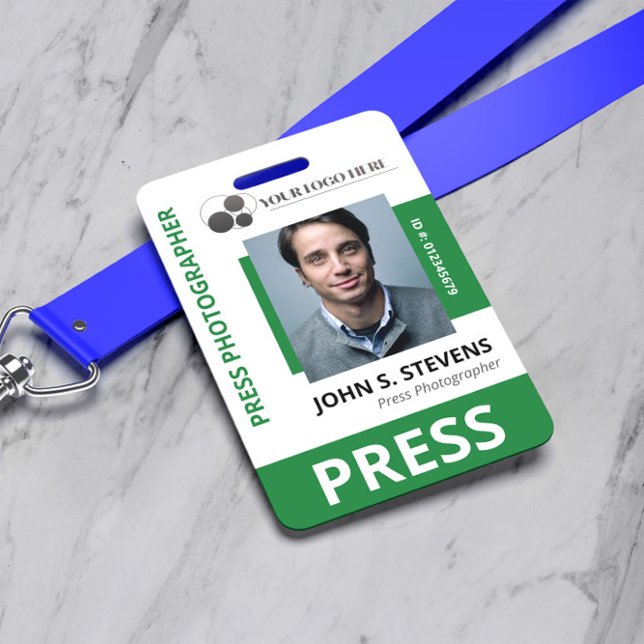 Deep Green Photo & Logo Press ID Badge (Creator Uploaded)