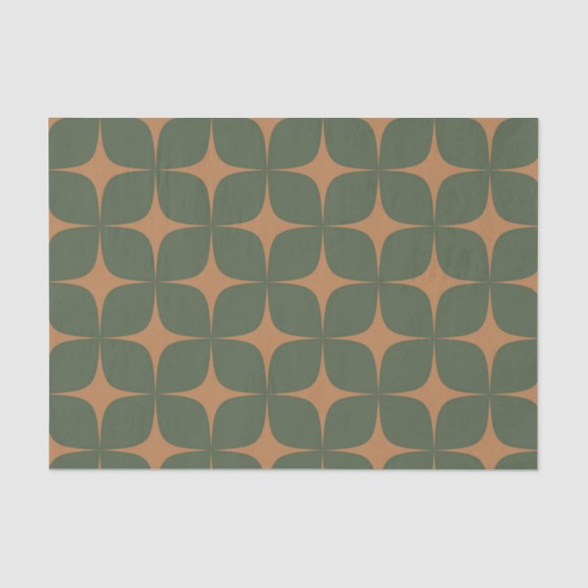 Deep Green Terracotta Mid Century Modern Boho Tissue Paper (Front)
