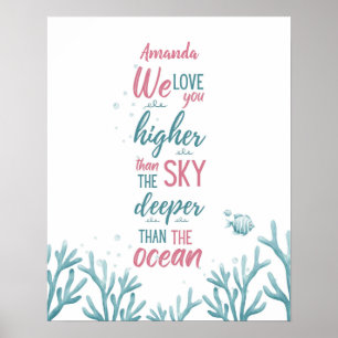 Deep Green Turquoise Love Customizable Poster