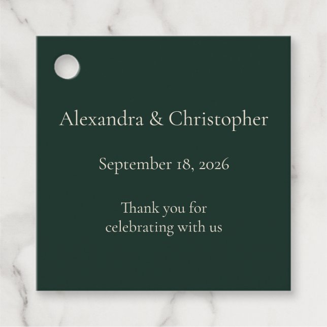 Deep Green Wedding Favour Tag (Front)
