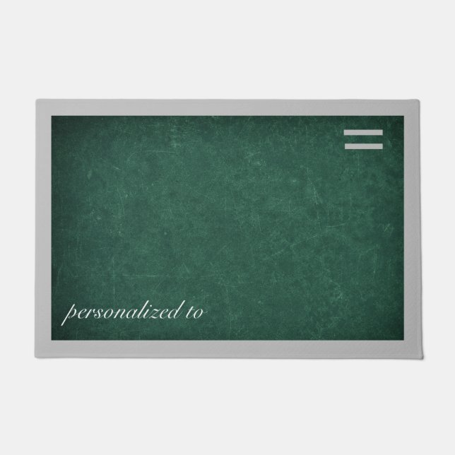 Deep green with grey border custom doormat (Front)