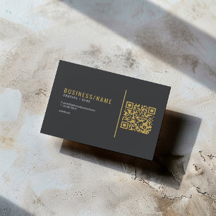 Deep Grey and luxury gold QR code Business Card