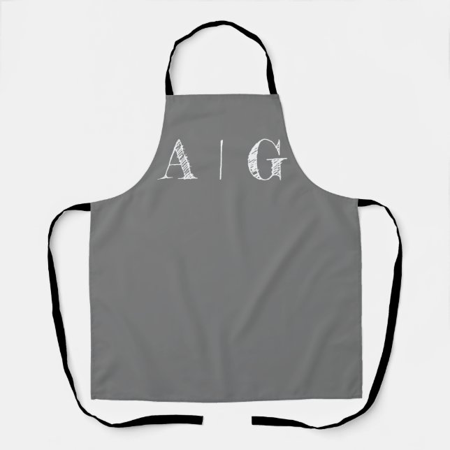 Deep Grey Beige and White Apron- Customizable  Apron (Front)