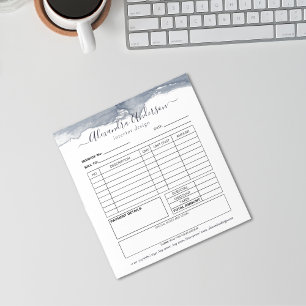 Deep Grey Watercolor Minimal Script Invoice Notepad