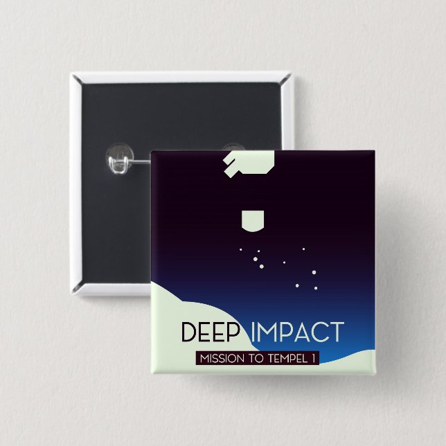 Deep Impact Space Art 2 Inch Square Button (Front & Back)