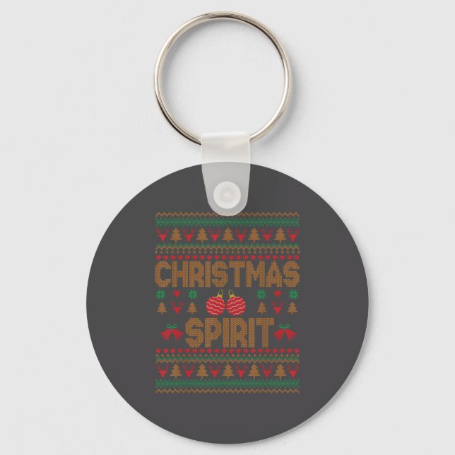 Deep In Christmas Srit Couples Matching Ugly Sweat Keychain (Front)