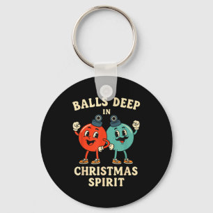 Deep In Christmas Srit Funny Retro Holiday Humor  Keychain