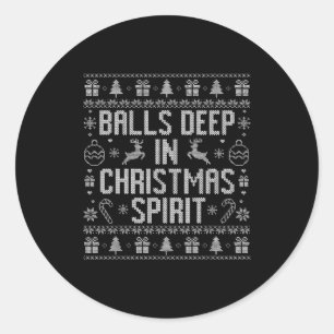 Deep In The Christmas Srit Couples Matching Ugly Classic Round Sticker