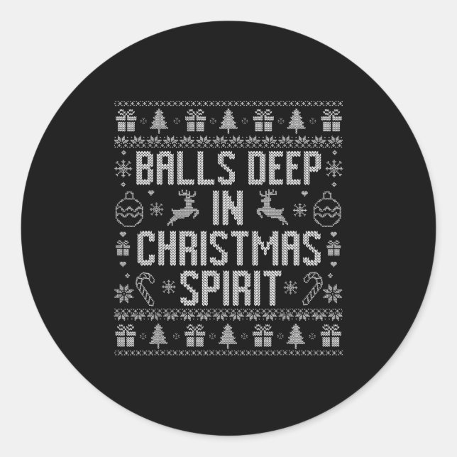 Deep In The Christmas Srit Couples Matching Ugly  Classic Round Sticker (Front)
