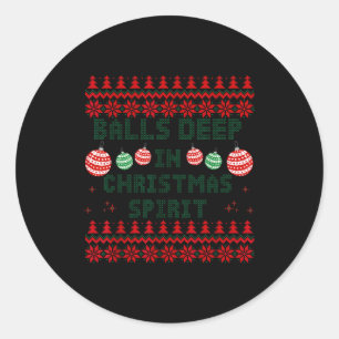 Deep In The Christmas Srit Matching Couples Ugly Classic Round Sticker