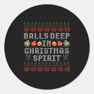 Deep In The Christmas Srit Matching Couples Ugly Classic Round Sticker