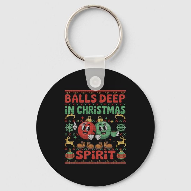 Deep In The Christmas Srit Xmas Husband Ugly Sweat Keychain (Front)