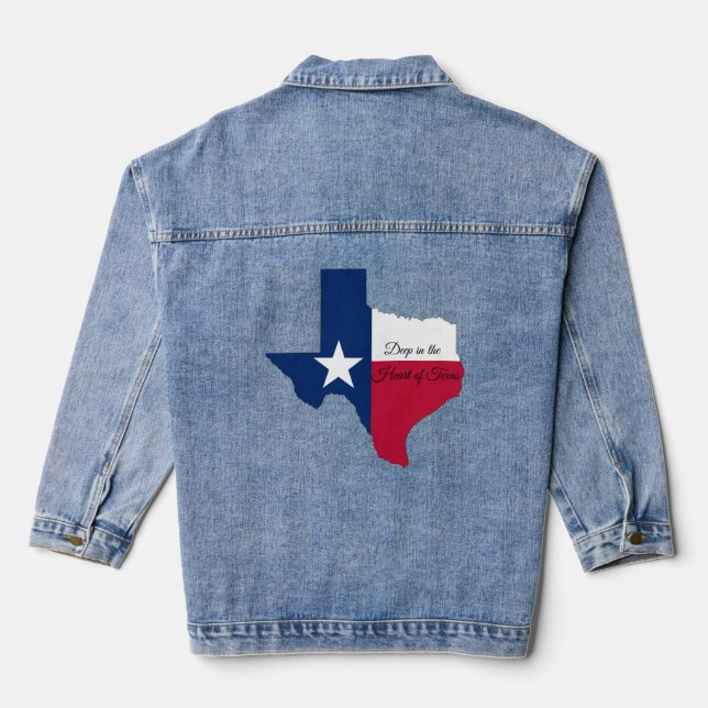 Deep in the Heart of Texas flag Denim Jacket (Back)