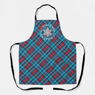 Deep Indigo, Aqua, Red & Shades of Blue Plaid Apron
