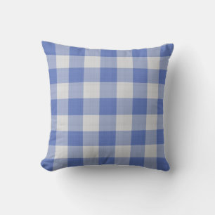 Deep Indigo Blue Checkered Pattern Throw Pillow