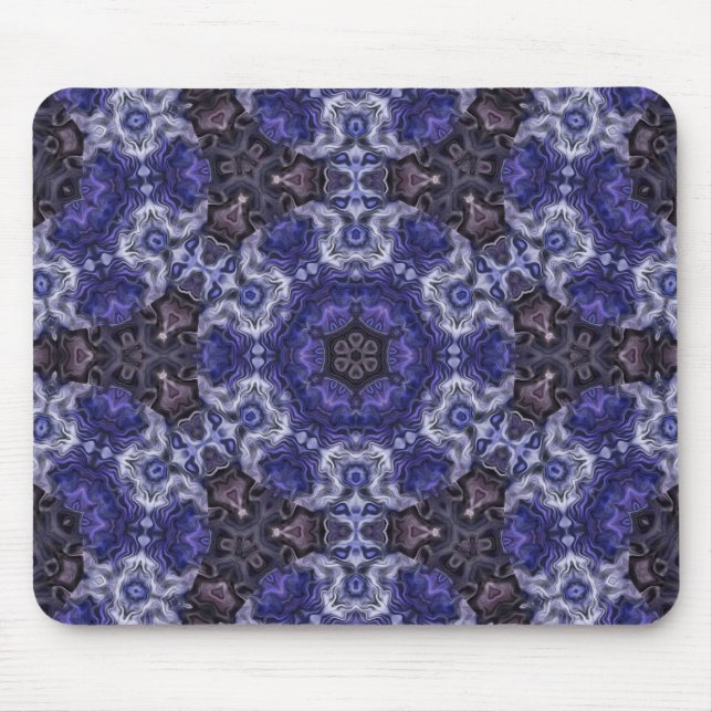 Deep Indigo Swirl Mandala with Fluid Patterns Mouse Pad (Front)