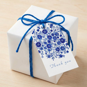 Deep Indigo watercolor Floral Thank You Gift Tags