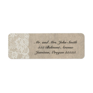 DEEP IVORY Lace and Burlap Return Address Labels