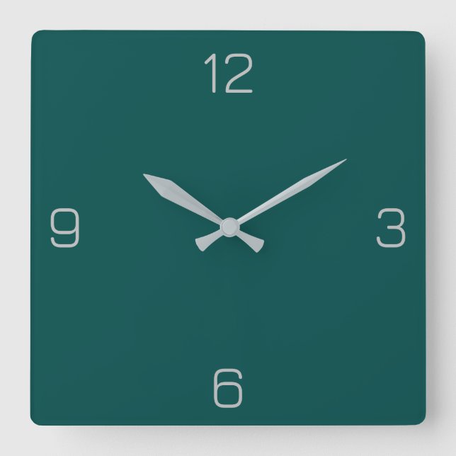 Deep Jungle Green 004B49 Colour - Add a Name Optio Square Wall Clock (Front)