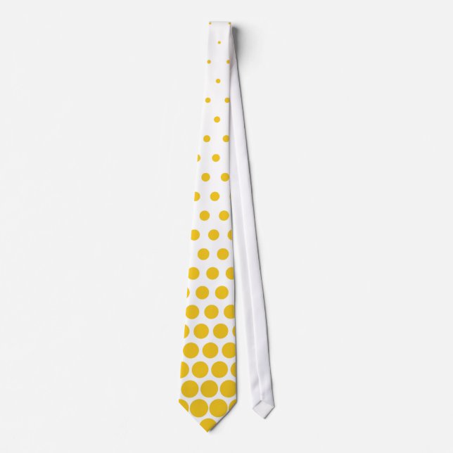 Deep Lemon Polka Dots Modern White Tie (Front)