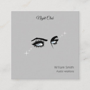 Deep Light Blue Solid Colours Drawing Female Glanc Square Business Card