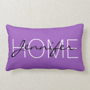 Deep lilac colour home monogram lumbar pillow