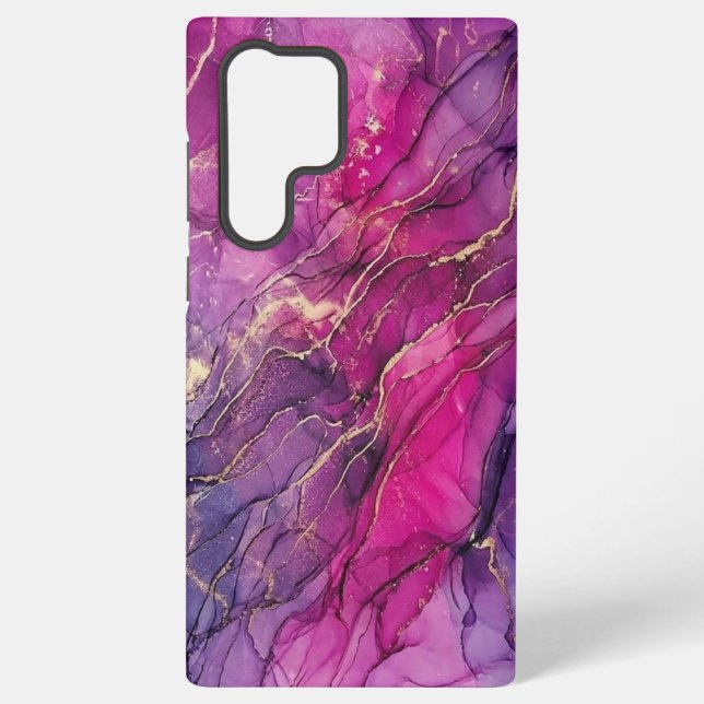 Deep Magenta & Gold Alcohol Ink Samsung Case (Back)